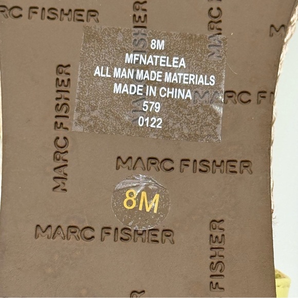 NWOT Marc Fisher Natelea Yellow Strappy Sandals Woven Sole Women’s Size 8 Summer - Picture 7 of 10